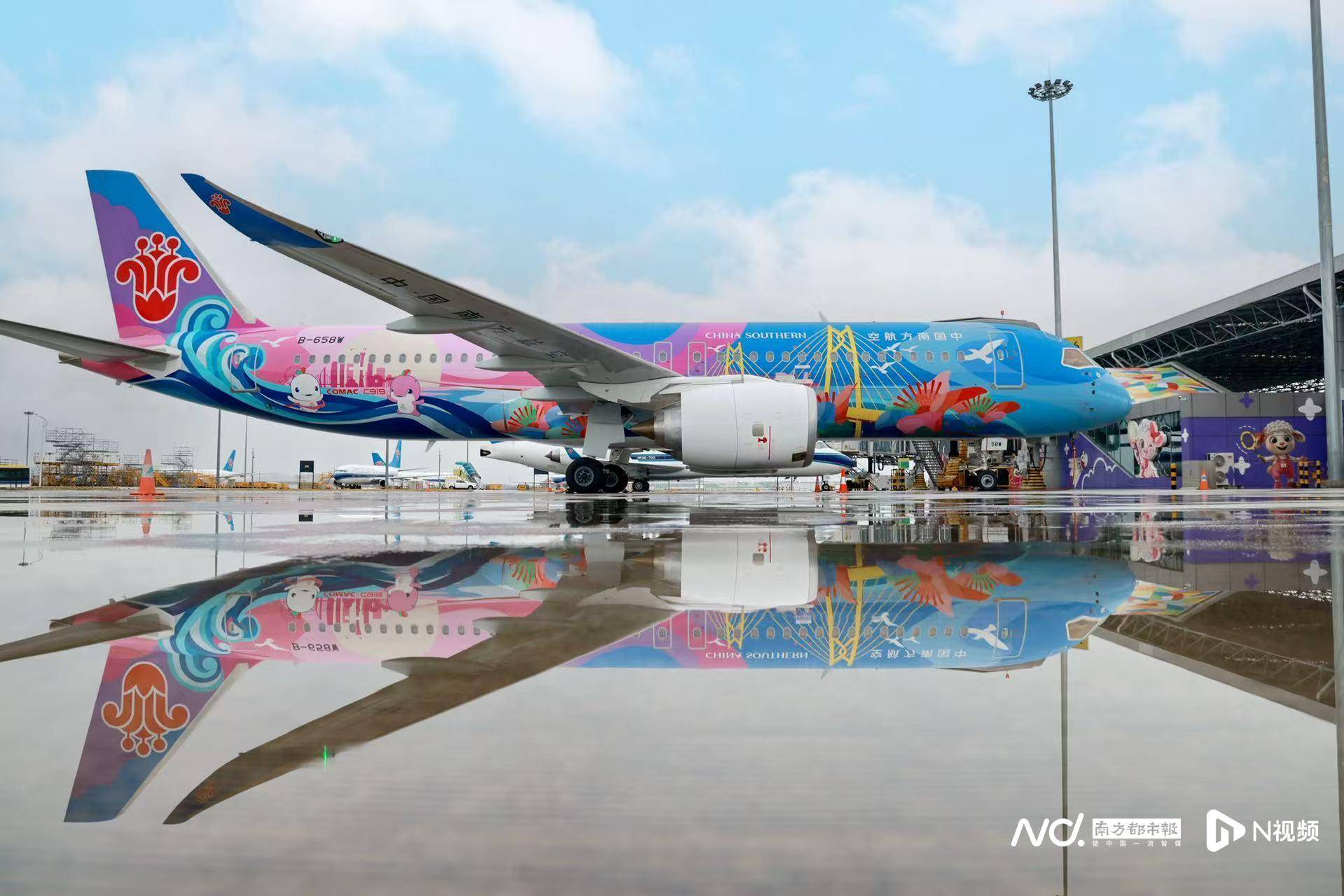 欧冠决赛_广州白云机场起飞欧冠决赛！国内首架C919全运会主题彩绘机首航